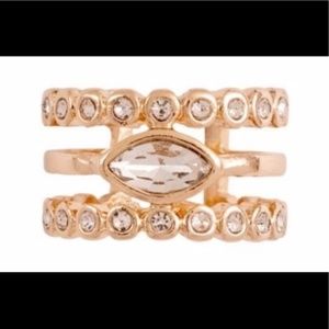 Luv AJ Marquise Diamond Disc Statement Ring - Gold